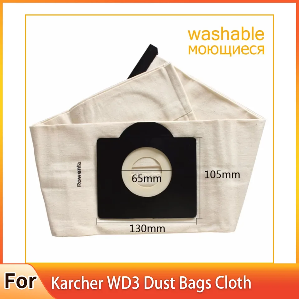 5-Pack Replacement Vacuum Bags For Kärcher WD3 | Self-Locking Dust Bags, Paper Filter Bags | Saves Time, Redces Debris Escape
