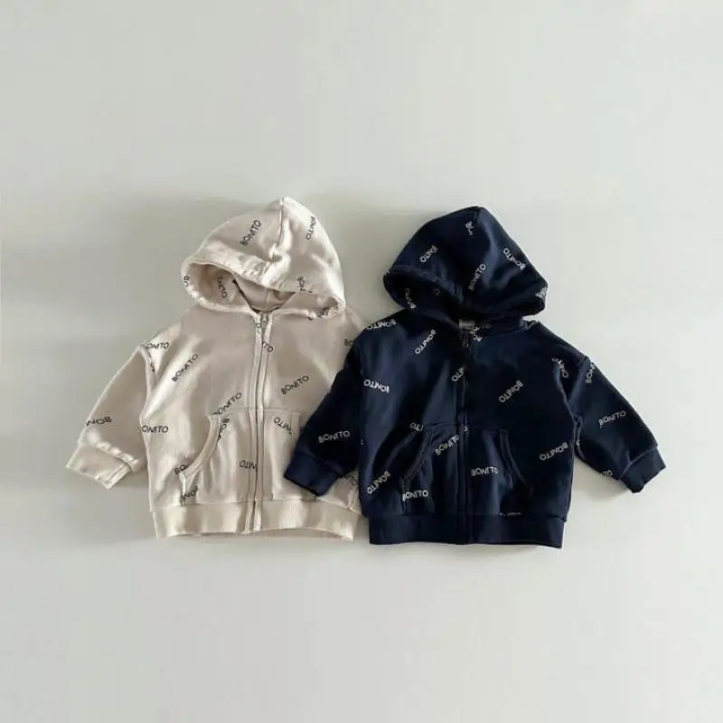 

Новинка весны 2024, Детские повседневные толстовки с длинным рукавом, Детское пальто с капюшоном и рисунком, Детская винтажная куртка на молнии для малышей