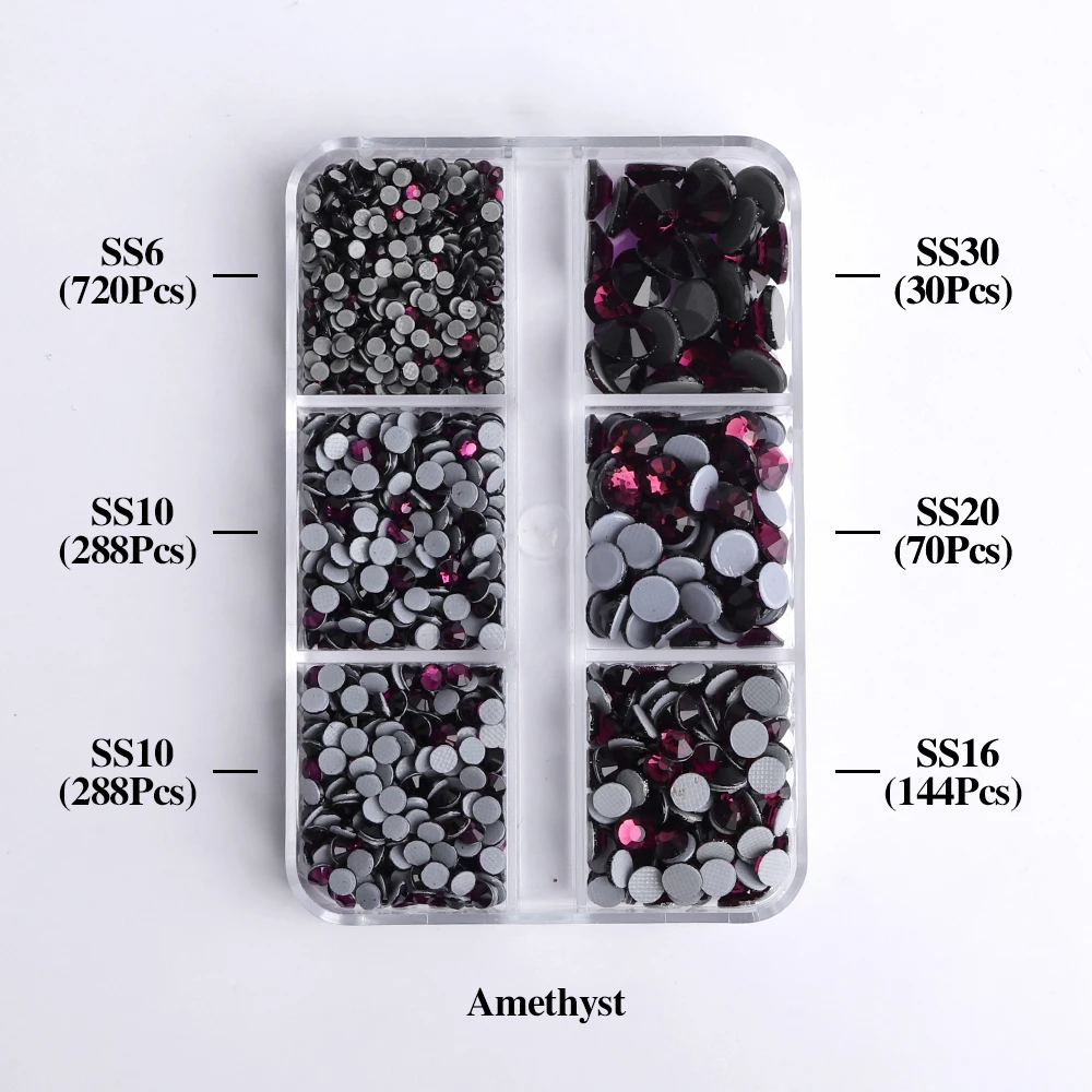 Enhanced Sparkling Glass Hotfix Rhinestones Set - Flat Back Glitter Crystals for Garment Embellishment