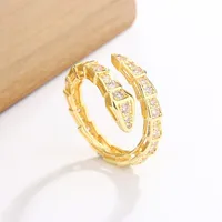 Vintage Shiny Inlaid Zircon Snake Ring for Women Classic Simple Punk Animal Ring Jewelry Accessories 1