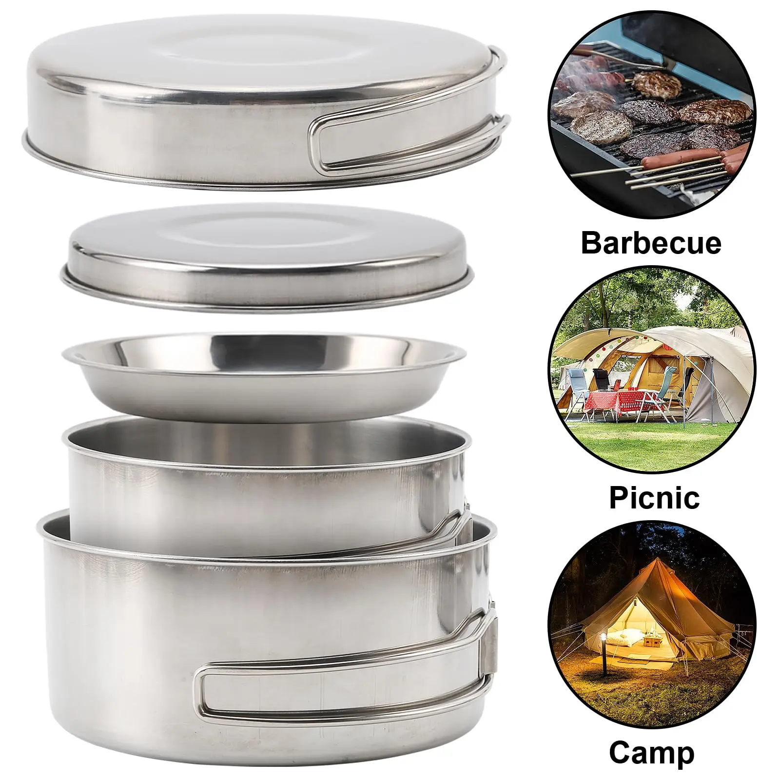 Outdoor Portable Cookware kit Lightweight and Foldable Suitable for Outdoor Travel Nature Hiking Fishing Picnicking Household
