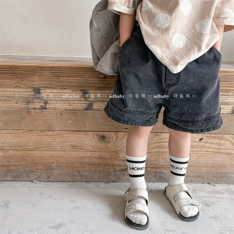 Summer Children's Denim Shorts Solid Color Baby Boys Girls Denim Shorts Toddler Kids Casual Short Pants