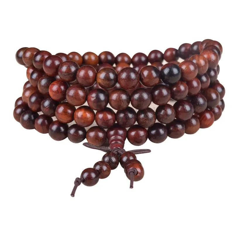 6/8mm Natural Sandalwood Buddhist Buddha Meditation Wood Prayer Bead Mala Bracelet Bangles Women Men Jewelry 108 Beads Bijoux