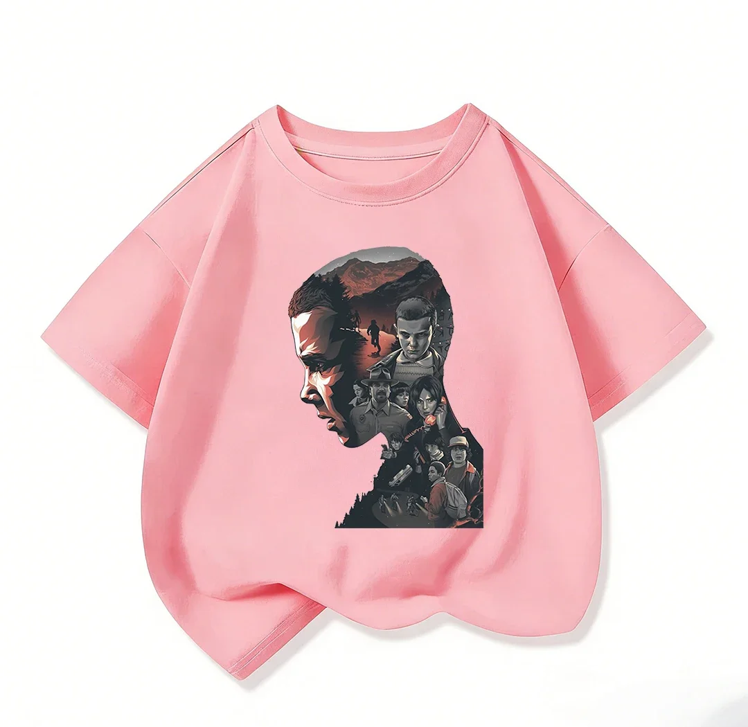 키즈 반팔 티셔츠 Cool Stranger Things 크루넥 패션 스트리트 탑 여름 캐주얼웨어 소년 소녀용 3 14Y