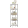 SONGMICS 5-Tier Bathroom Shelf, Storage Rack for Small Space, with 5 PP Shelf Liners, Removable Hook, Extendable Design 1