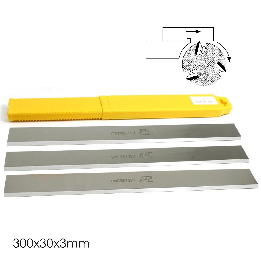 HSS 3pcs 300mm Resharpenable Thickness Planer Blades Set Jointer Knives