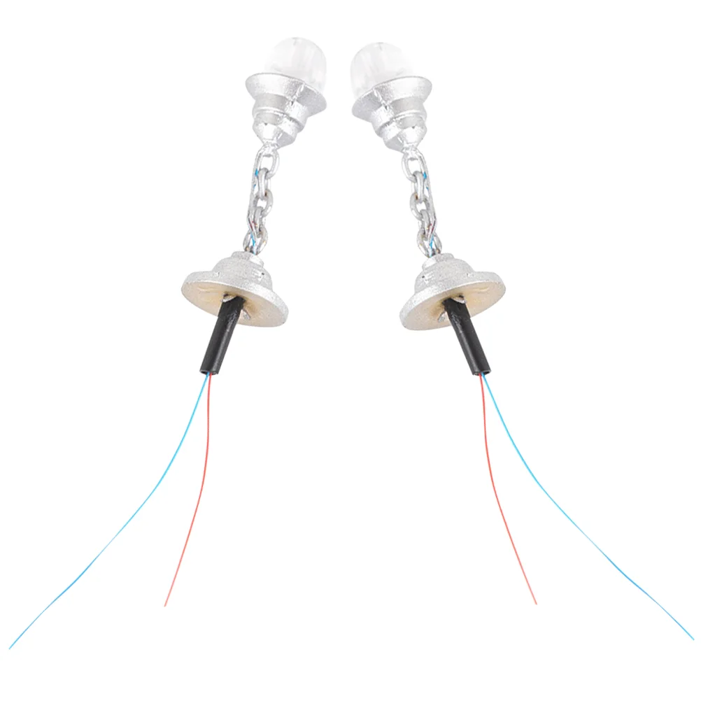 2 PCS Model Chandelier Ceiling Light Tiny Lamp Mini Sand Table Materials Metal DIY Miniature LED Hanging Decor