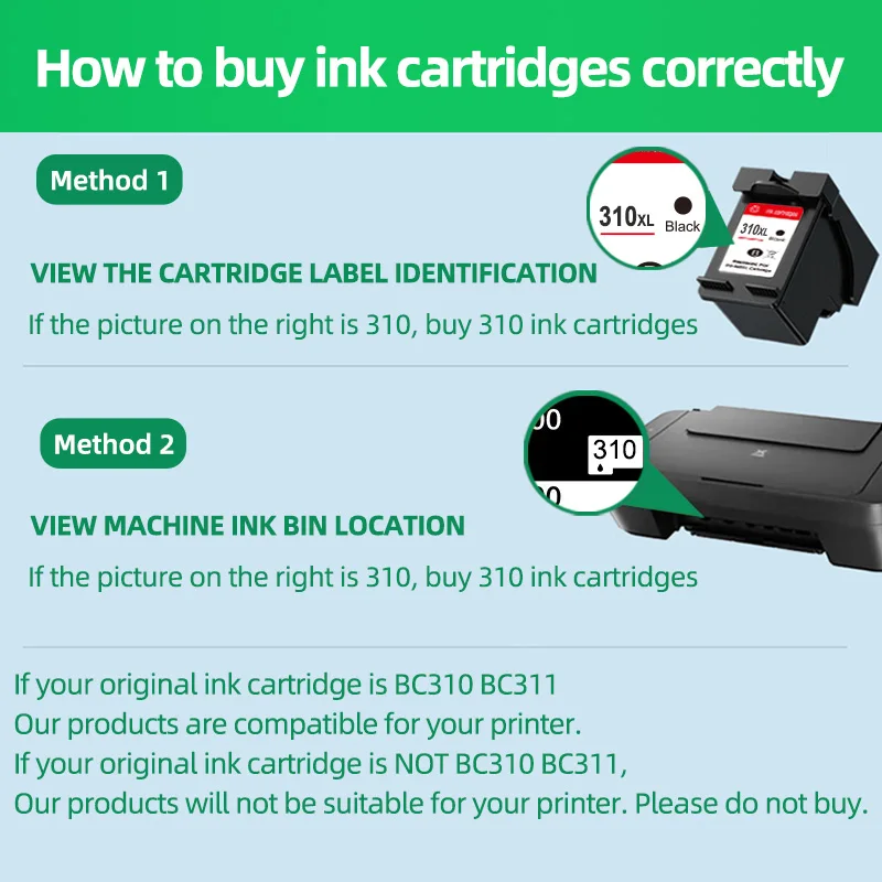 For Canon BC-310 BC-311 Recycled Ink BC310XL BC311XL Ink Cartridge BC-310  BC-311