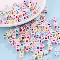 100Pcs Acrylic Letter/Letter Cube Beads for Children's Jewelry Making DIY Loose Beads 6x6mm Bracelet Making Kit Bead Set 2