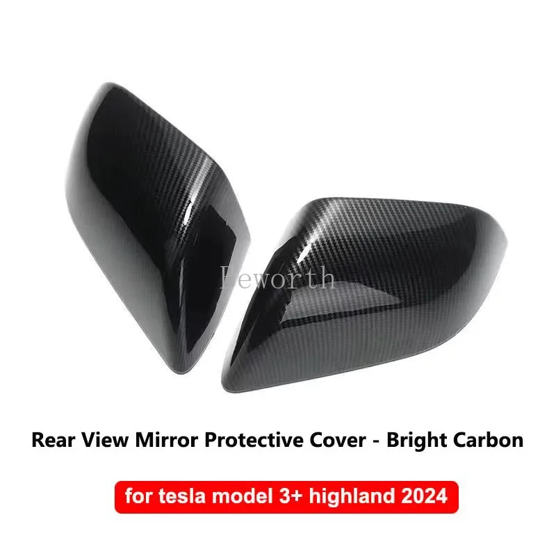 Real Carbon Fiber Side Mirror Covers For Tesla Model 3 2017-2025 - T-Carbon Black Replacement