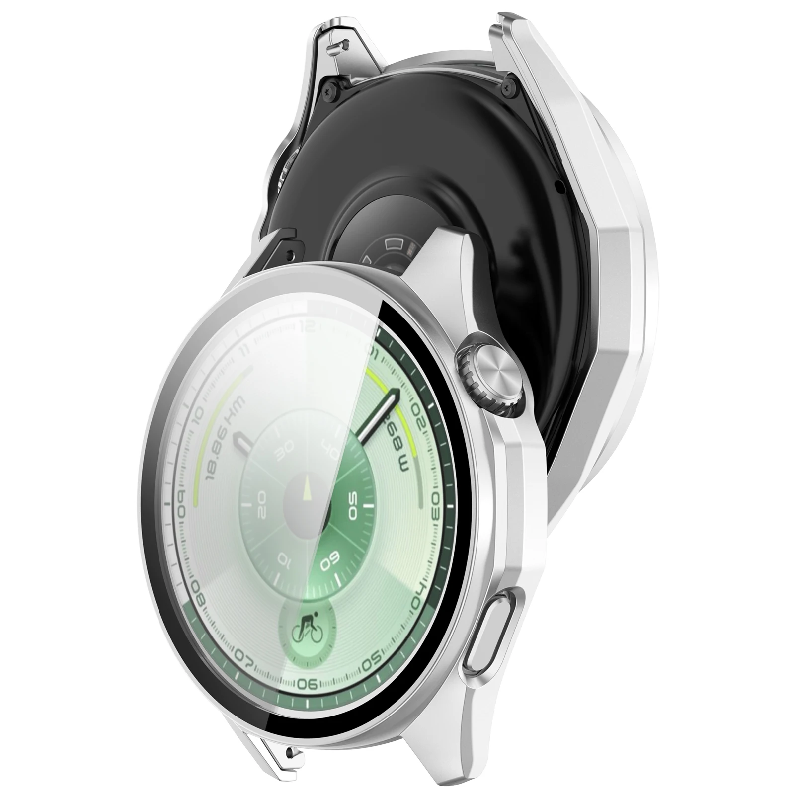 Premium Tempered Glass Watch Case with All-Around Screen Protection and Hard PC Bumper Cover