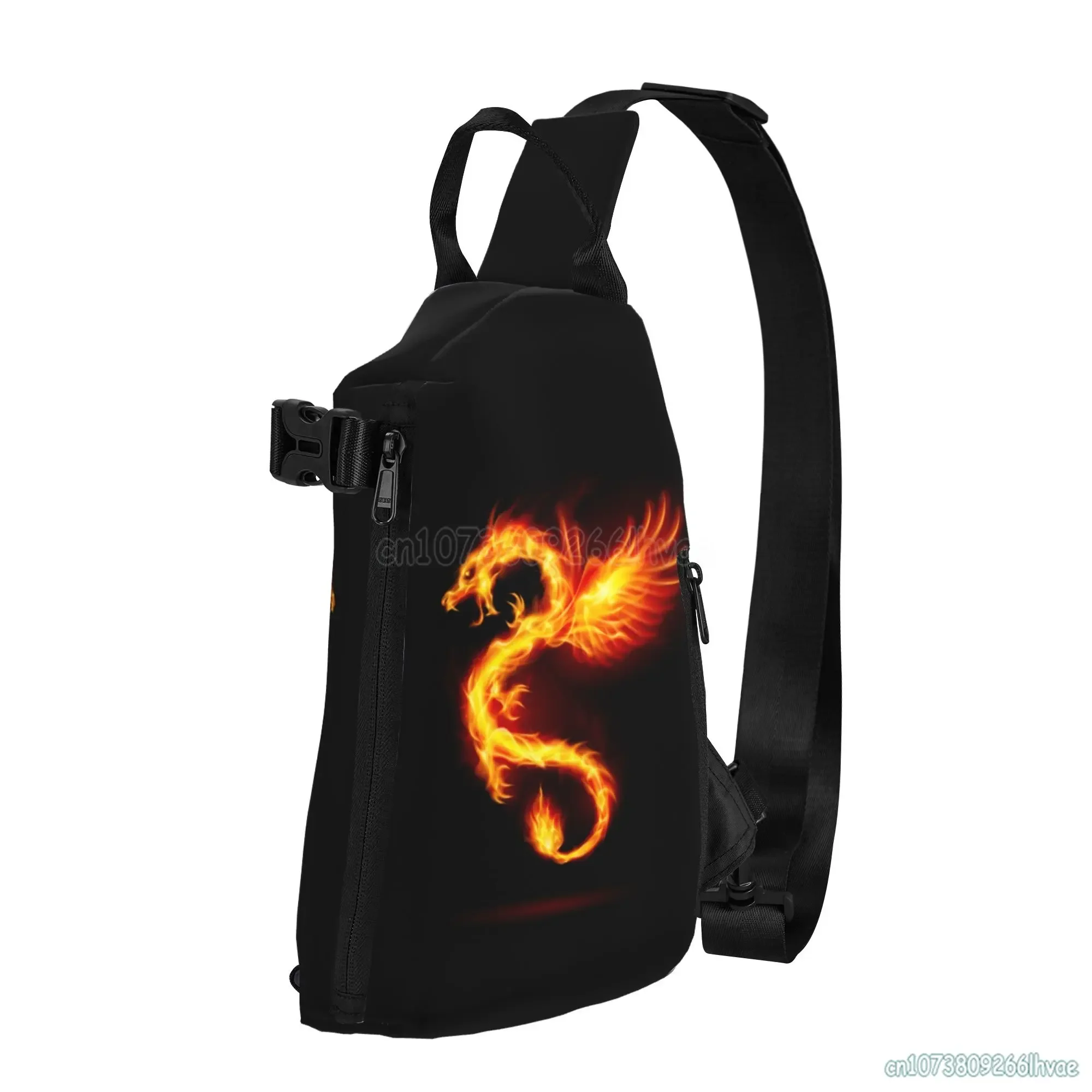 

Fire Dragon Head Pattern Sling Backpack Crossbody Chest Bag Daypack Chest Shoulder Backpack for Outdoor Hiking Travel Sports