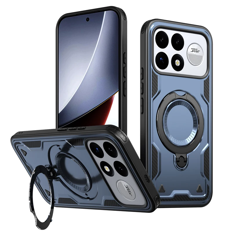 Magnetic Shockproof Phone Case with 360° Rotating Ring Bracket | Hard PC & Soft TPU