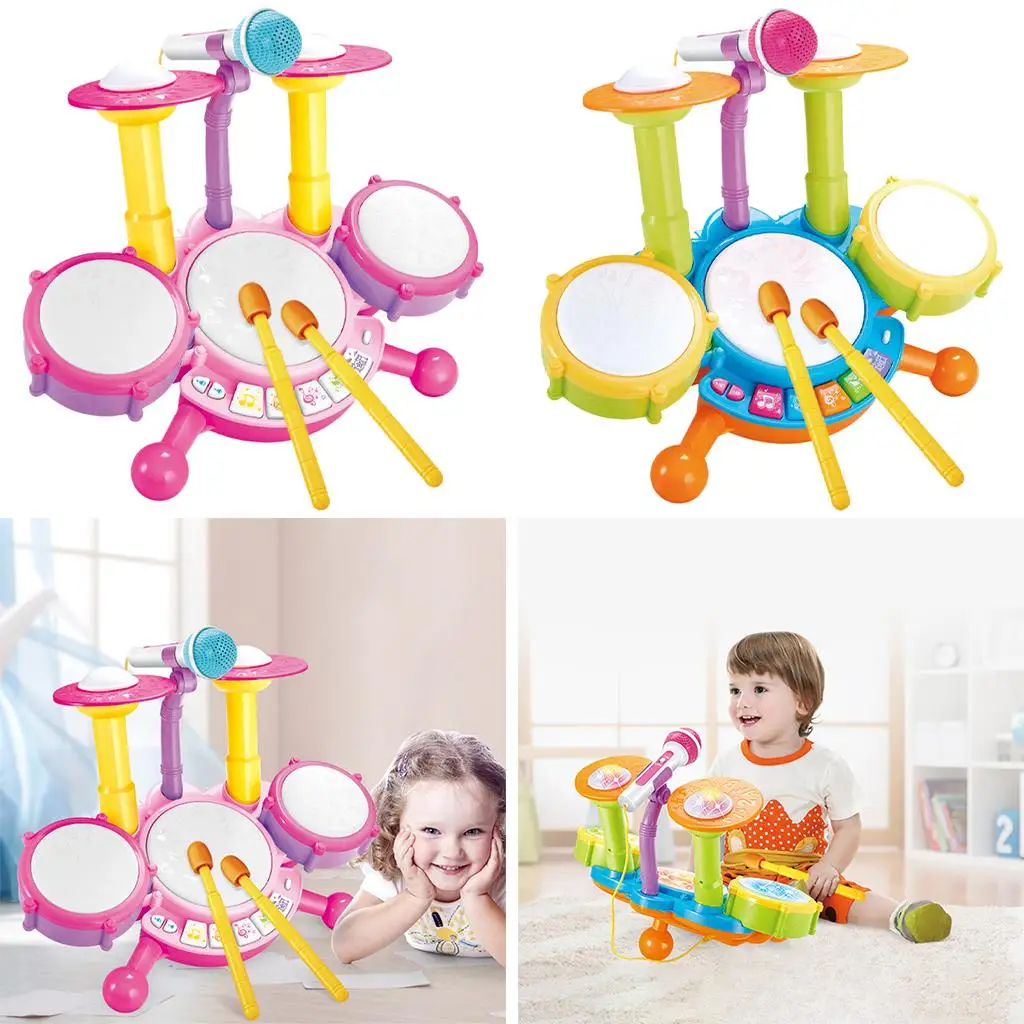Kids Drum Set with Sing-along Microphone Toddlers Toys Great Gift For Baby