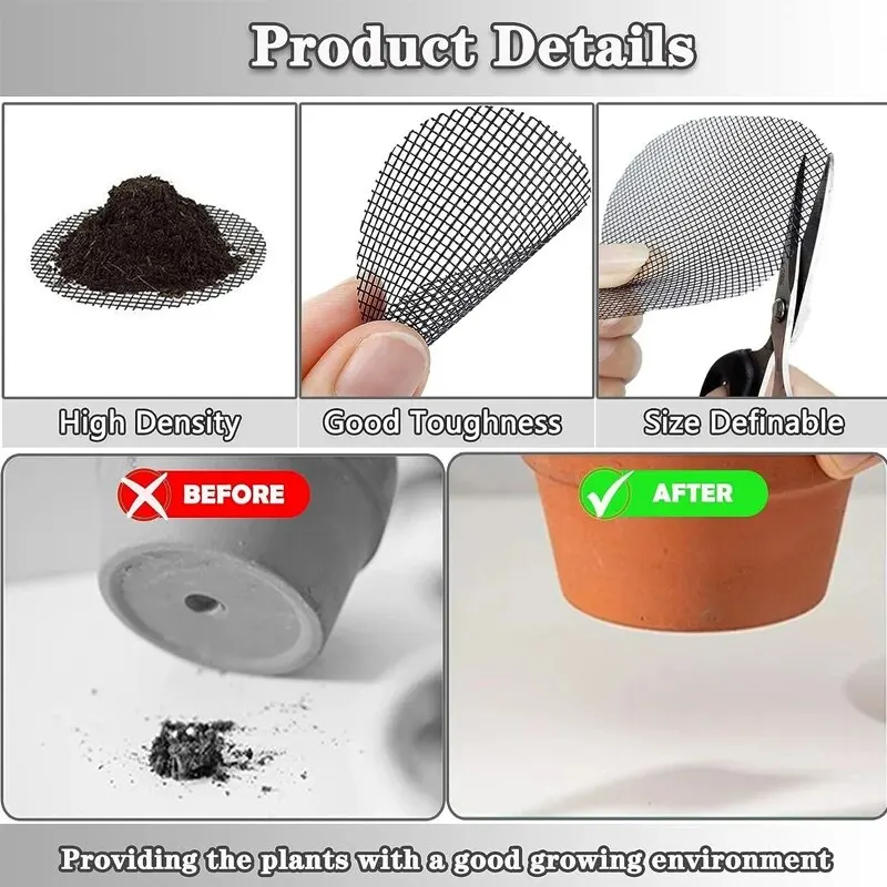 Breathable Leakproof Flower Pot Drainage Mesh Pads (50 Pack)