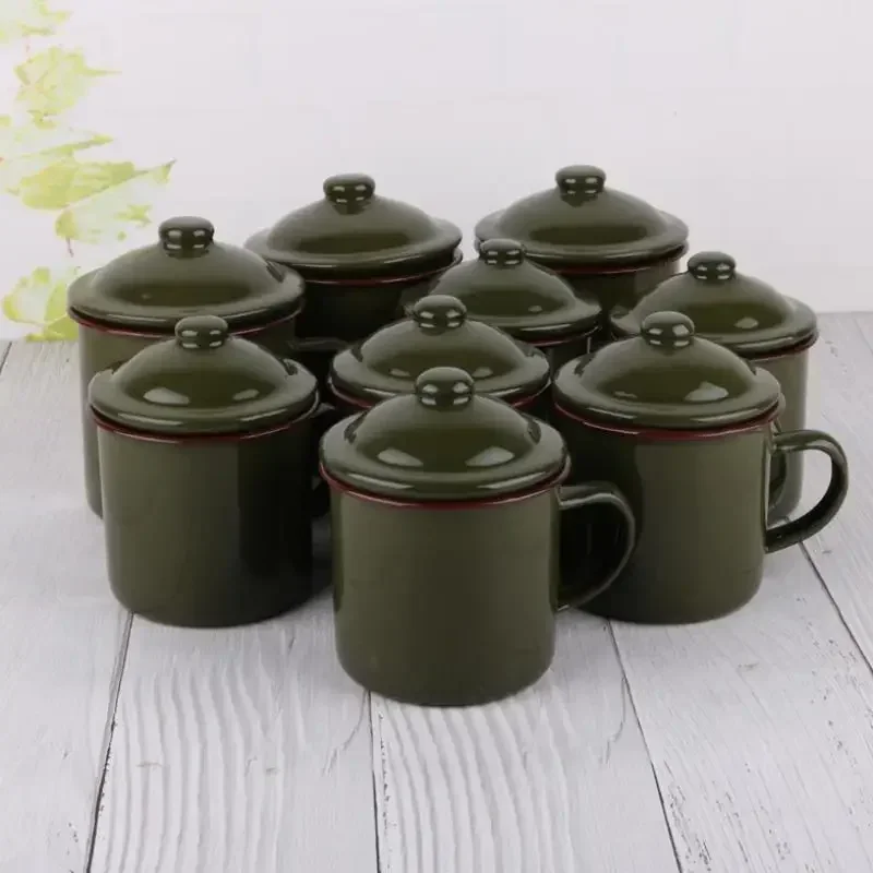 370ml Retro Enamel Cup Coffee Tea Mug For Kitchen Outdoor Camping Travel Home Decor