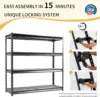 The Atlas 72" W Heavy Duty Garage Shelving Load 8000 Lbs, 4 Tier Metal Storage Shelves, Adjustable Industrial Steel Rack 4