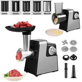 1000W 220V Electric Vegetable Cutter & Meat Grinder Mult-function Electric Slicer Shredder Meat Mincer Sausage Maker & Kibbe Kit 1