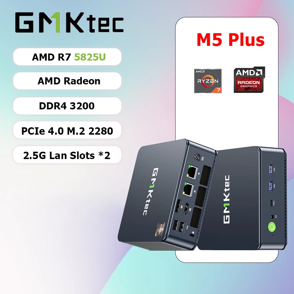 GMKtec M5 Plus AMD R7 5825U Міні-ПК 8-ядерний 12-потоковий портативний комп’ютер 32 ГБ DDR5 1 ТБ SSD Комп’ютерний ПК Ігровий настільний ПК