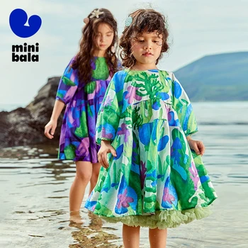 Girls' Cotton Raglan Sleeve A-Line Dress 1