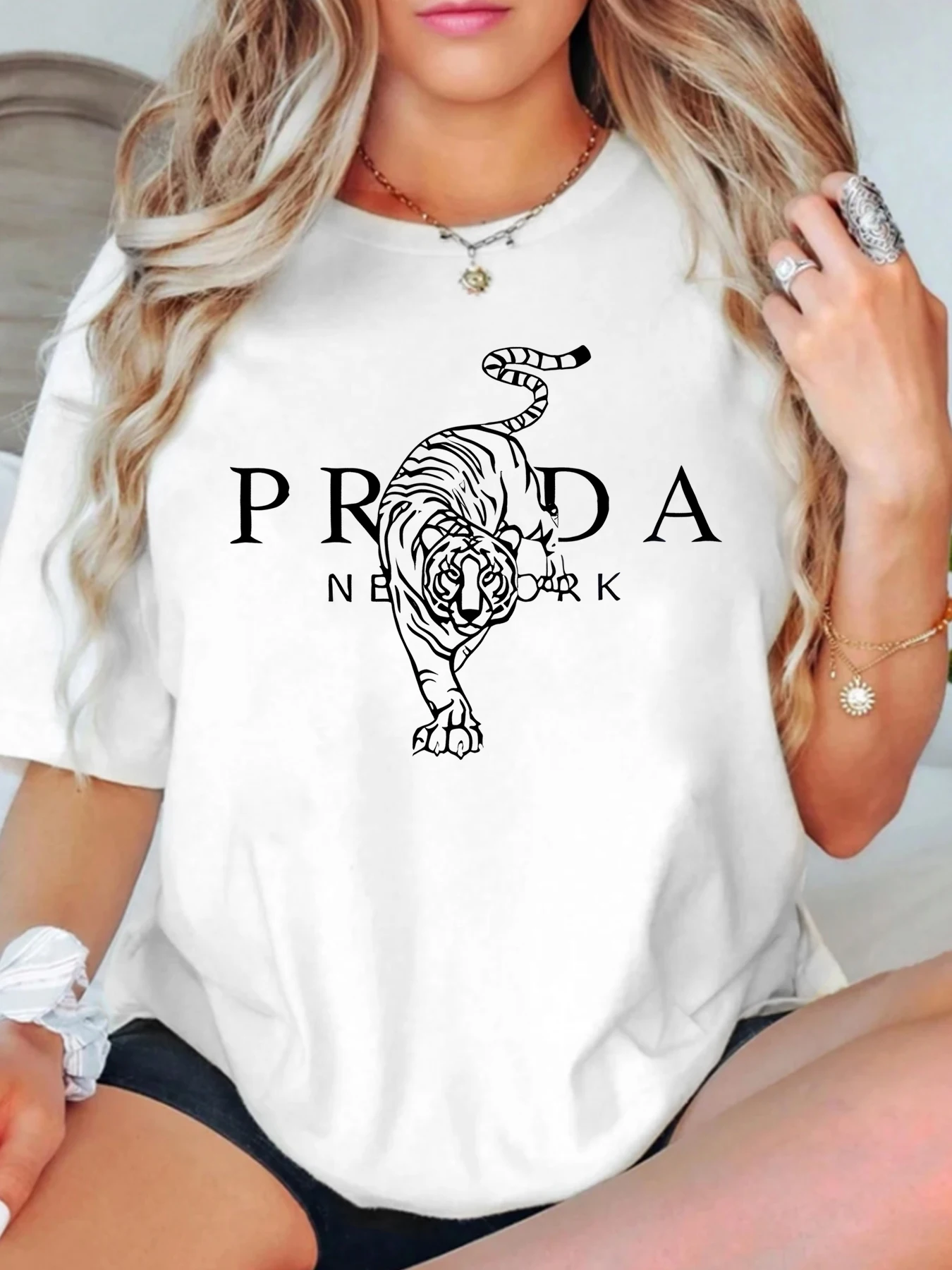 Plus Size Women’s Tiger Print T-Shirt – Round Neck Half Sleeve Top | FK Wears by Fatima Kazmii
