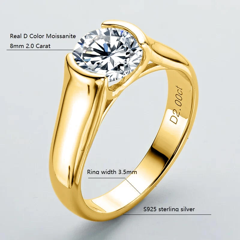 

Обручальные кольца IOGOU vvvs1 с покрытием из 18-каратного золота, 8 мм, 2,0 карат, цвет бриллиант, бриллиант, бриллианты, бриллианты, мужские ювелирные изделия из серебра 100% пробы, 925