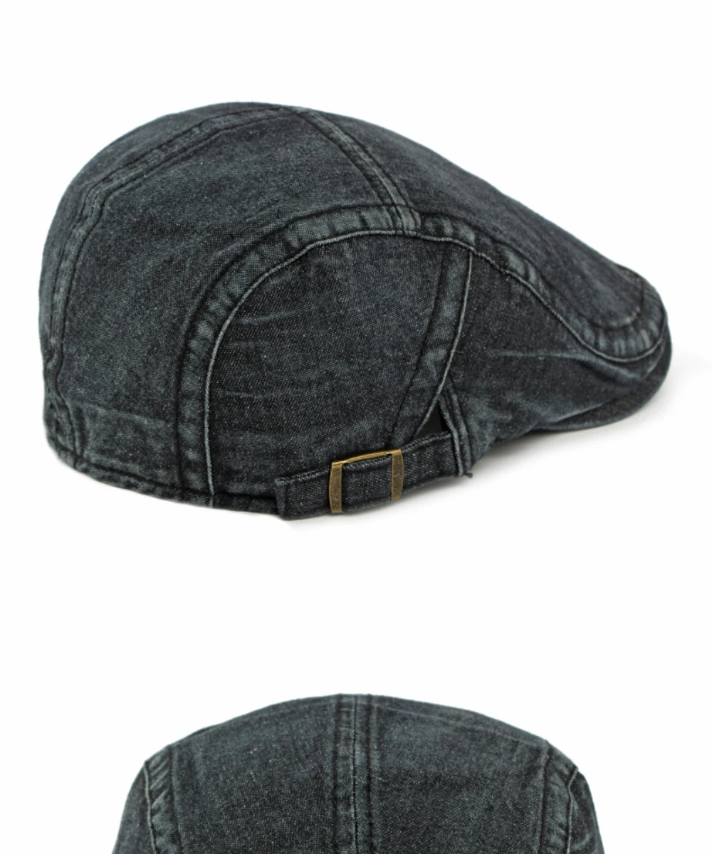 HT4944 Herren Berets Frauen Vintage Künstler Maler Baskenmütze Hut Männlich Weiblich Ivy Flache Kappe Frühling Herbst Denim Hut Einstellbare Baskenmütze Kappe – Detail 14