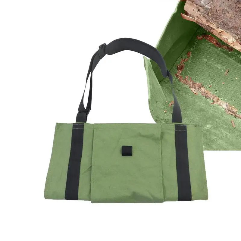 

Firewood Carrier Bag Ergonomic Canvas Large Capacity Bag With Handles Portable Storage Organizer For Outdoor Camping Green Tote