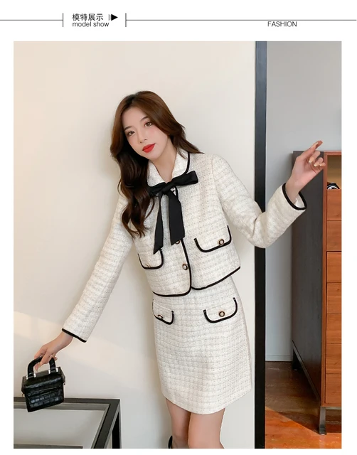 Ensemble Tweed Pour Femme Ensemble Jupe Et Veste Tweed - 2 Pièces - Style Bureau - Polyester - Taille Unique Ensemble Tweed Femme