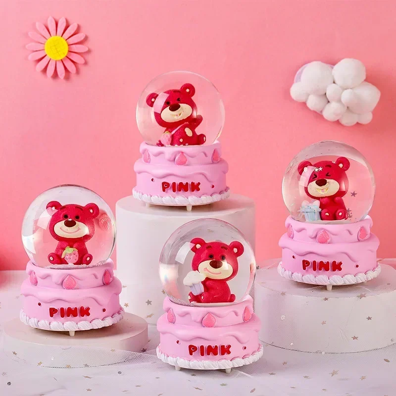 Lámpara de noche con forma de bola de cristal LED para escritorio, diseño de muñeco de anime 3D de Hello Kitty, Sakura, Sanrio, Kawaii, Kuromi