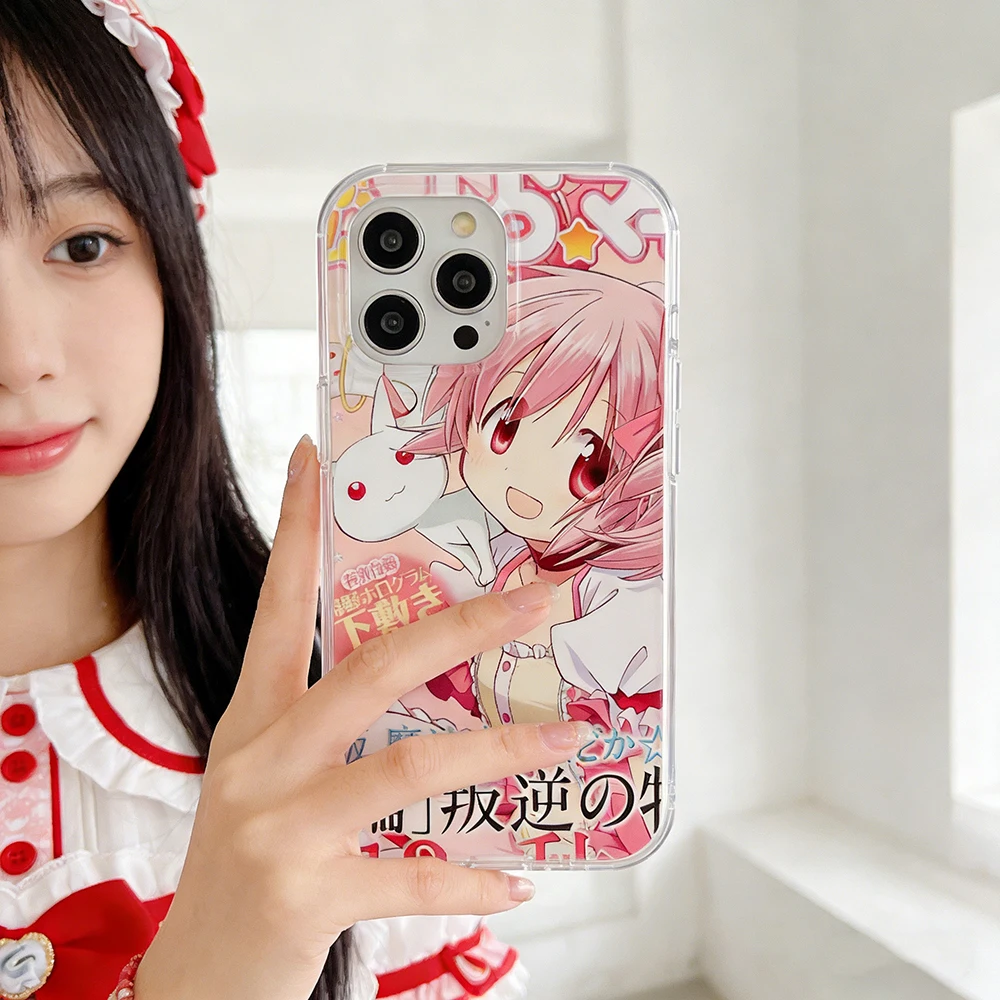 Japanese Anime Pink Hair Girl Feather Texture Phone Case