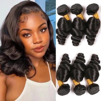 Tissage Fasci di onde sciolte Estensione vergine di Remy 3 pacchi Affare Fasci di tessuto indiano sciolti profondi Capelli umani Isee grezzi non trattati