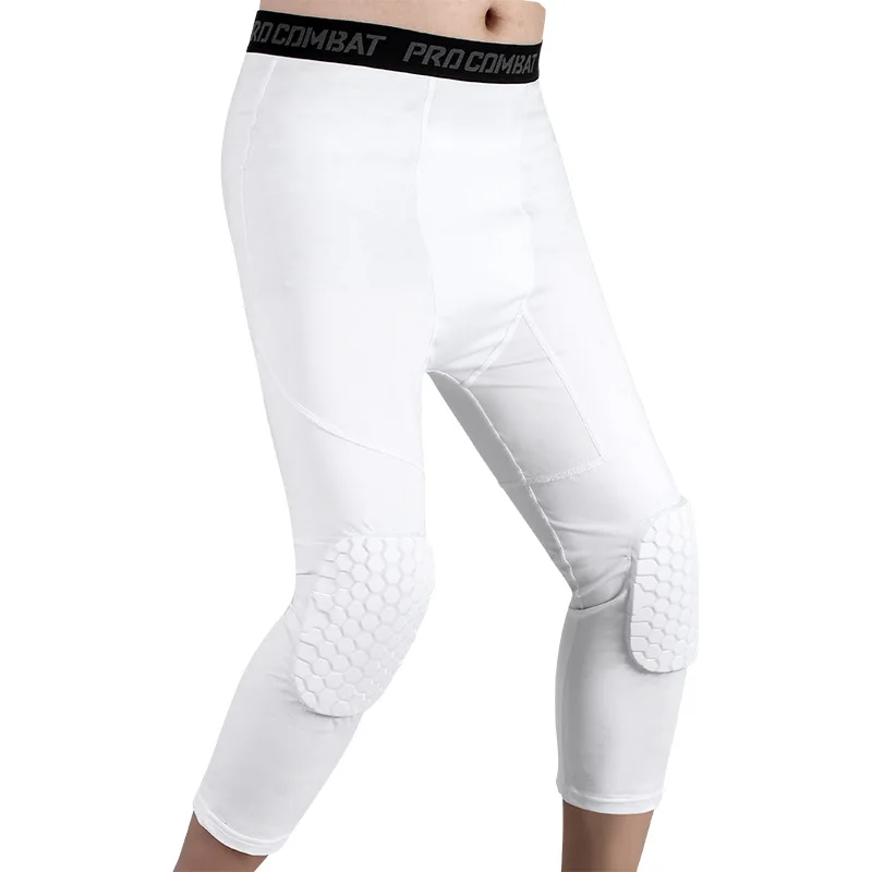 Running Compression Pants Men Gym Honeycomb Padded Tights Knee Support Fitness Leggings Jogging Training Sweatpants Sportswear