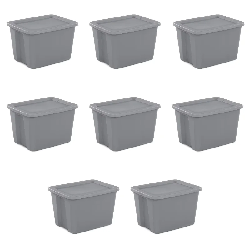 

Sterilite 18 Gallon Tote Box Plastic, Gray, Set of 8storage boxes storage box storage containers