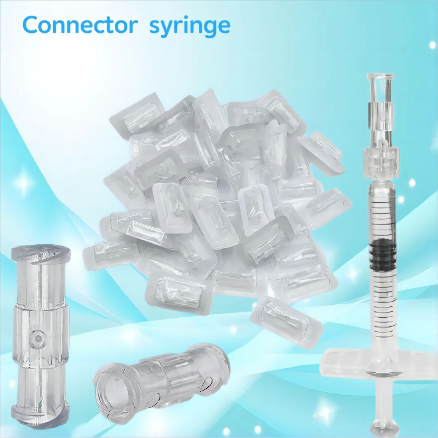 Disposable sterile separately packaged double helix sterile Luer lock adapter leak proof transparent plastic syringe connector payment link connectors