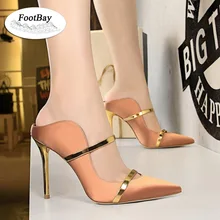 

Sexy Party Gold Brand Women Heels Pumps Pointed Toe High Heels Women Slippers 2022
