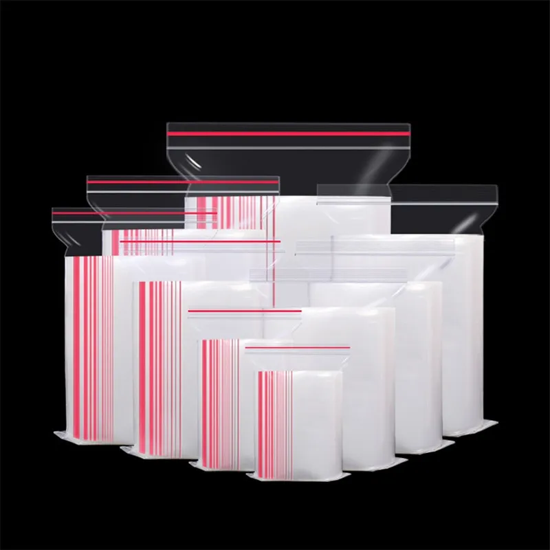 

100PCS Plastic Bags Jewelry Zip Zipped Lock Reclosable Poly Clear Packaging Bags Different Size gift wrap