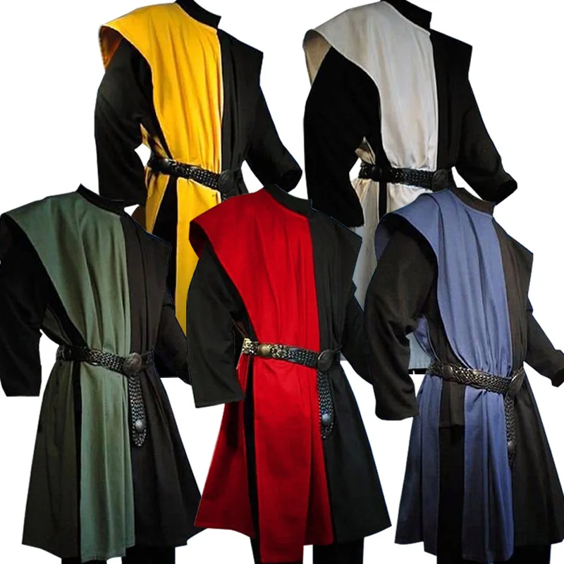 Costume Medievale Mens Larp Warriors Knight Cosplay Tunica Vest Gown Shirt Tabard Coat Adult Halloween Carnival Dress Up Party
