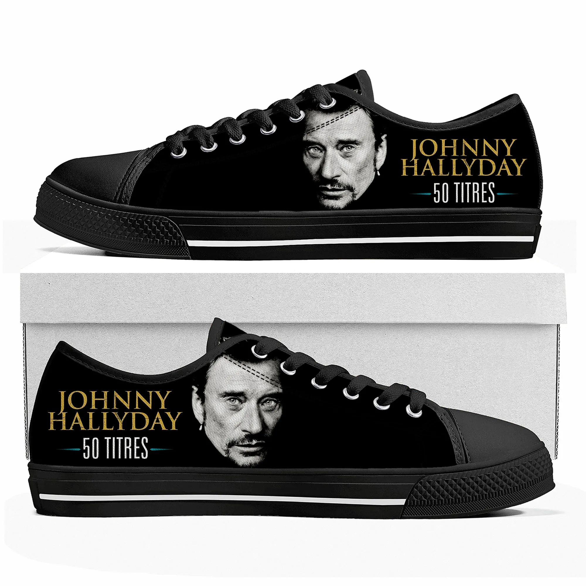 Johnny Hallyday Rock Singer Low Top High Quality Sneakers Mens Women Teenager Canvas Sneaker Casual Couple Shoes Custom Shoe 2