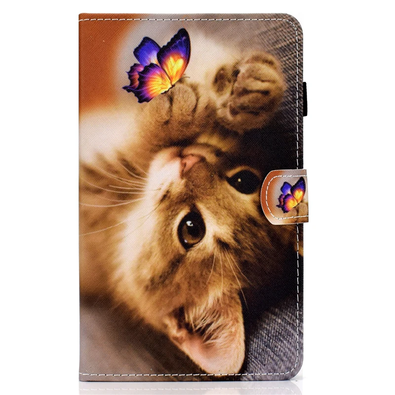 Cover for Samsung Tab A7 Lite 8.7 Cute Cat Lion Tablet Cases Wallet Stand Shell for Galaxy Tab A7 Lite T220 T225 Case Kids