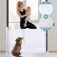 Grainbuds New Portable Folding Baby Safety Gates Pet Barrier Mesh Fences Aluminum Easy To Install Playpen Guardrail Knob Design 1