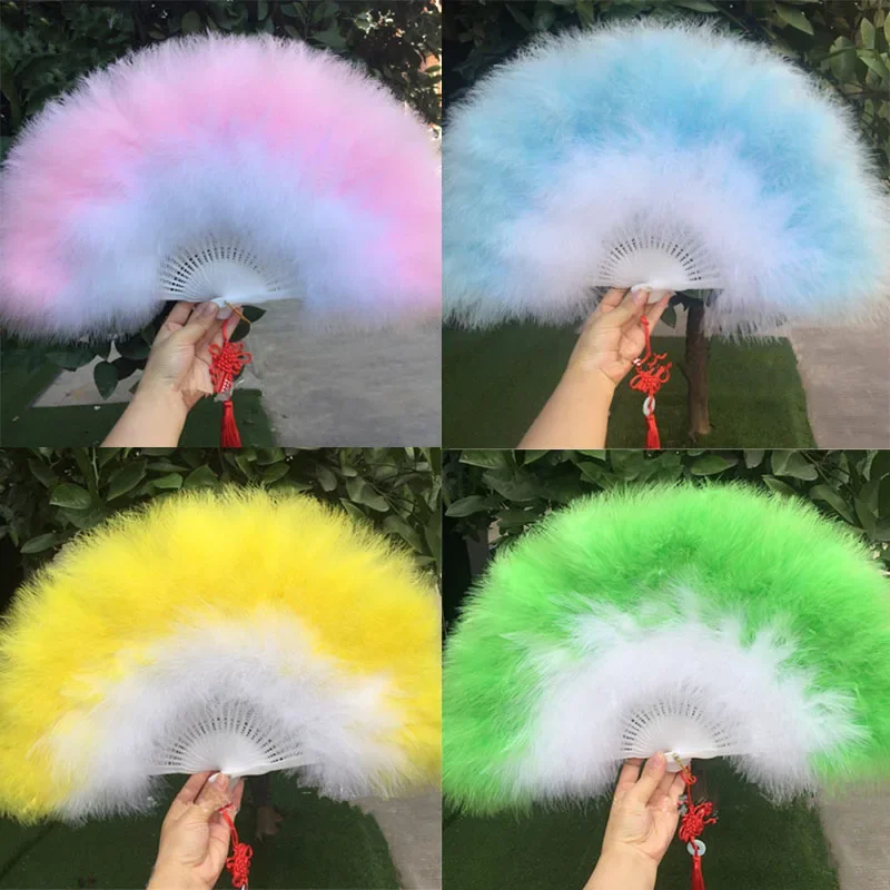 

Женский утолщенный пушистый складной веер с перьями марабу, реквизит для рук, подарок на день рождения, домашний декор, Рождество, Пасха, новый год