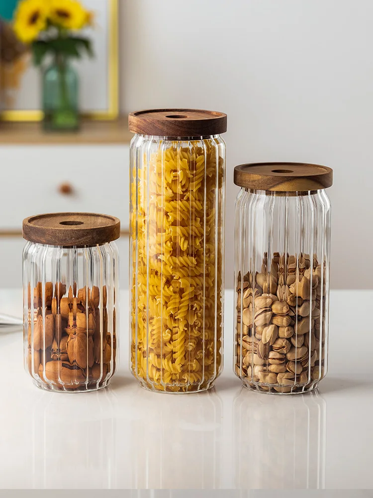 Storage Glass Jars with Bamboo Lid 4 pcs 1200 ml