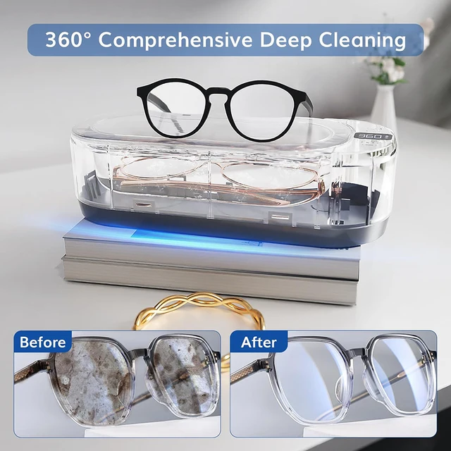 KUNPHY Ultrasonic Jewelry Cleaner 350ML 48KHz Professional Ultrasonic Cleaner Machine with 3 Digital Timer Sonic for Glasses 3