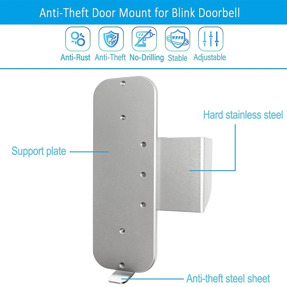 Stainless-Steel Anti-Theft No Drill Doorbell-Mount Black/Silver Compatible-With Video Doorbell Mount Furniture Hardware