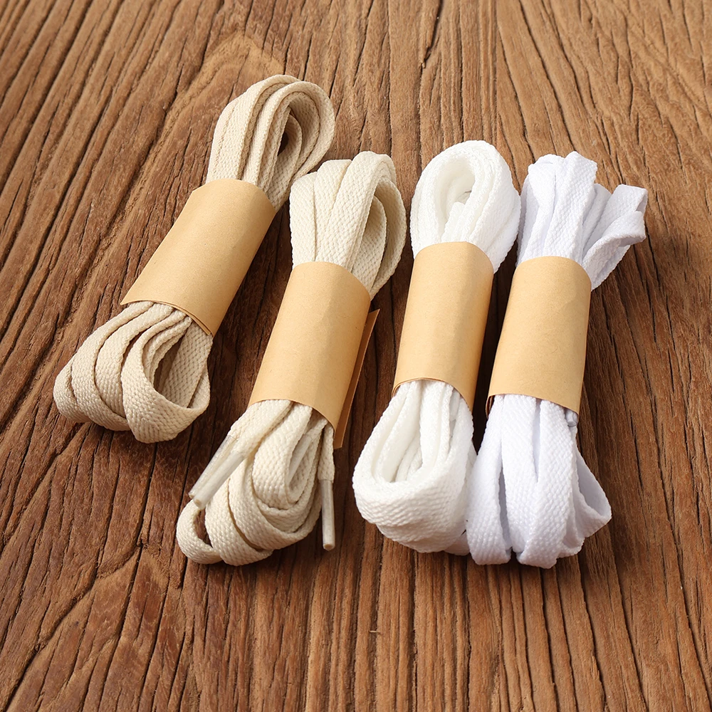 Premium Unisex Flat Canvas Shoelaces in Pure White/Beige Off-White
