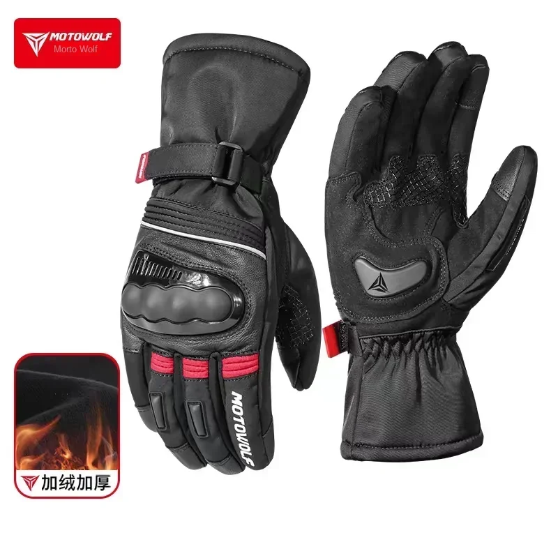 Motowolf Autumn/Winter Motorcycle Riding Gloves Leather Electric Heating Warm Waterproof Motorcbike Rider Protection Gear Items leather motorcycle gloves