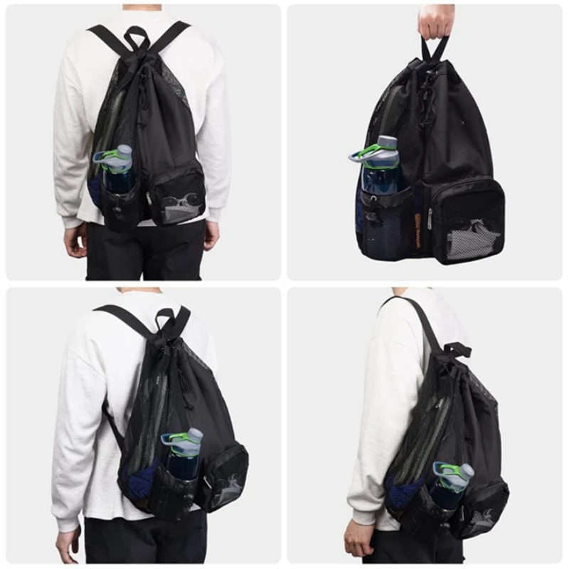 Swim Bag Mesh Drawstring Backpack For Swimming, Gym, Pool, Workout Gear & Sports-N56