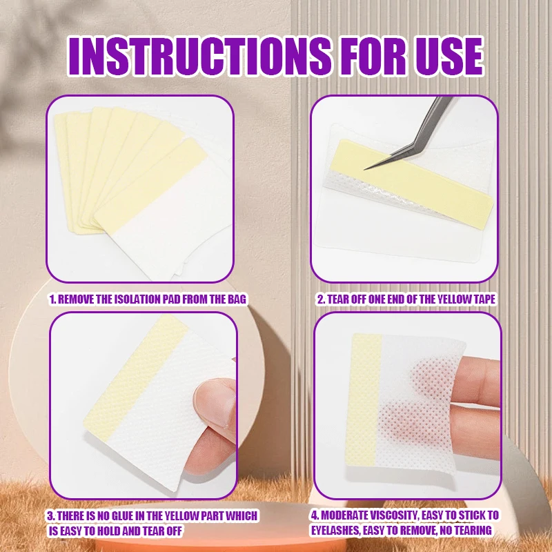 200PCS Disposable Eyelash Remover Cotton Pads Sticker For Removing Under Eye Pads Patches For Makeup Extension Tool_voghion.com