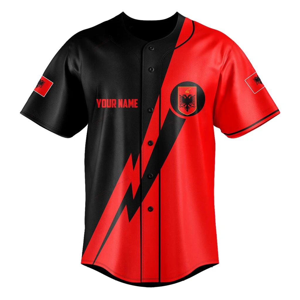 

Summer Harajuku Casual Fun Baseball Jersey Shirt Short Sleeve Printed Customized Albanian Lightning Sports Baseball Jersey Shirt